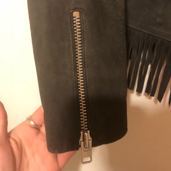 TOPSHOP Genuine Suede Fringe Jacket! MINT! SZ 2! - Picture 6 of 7